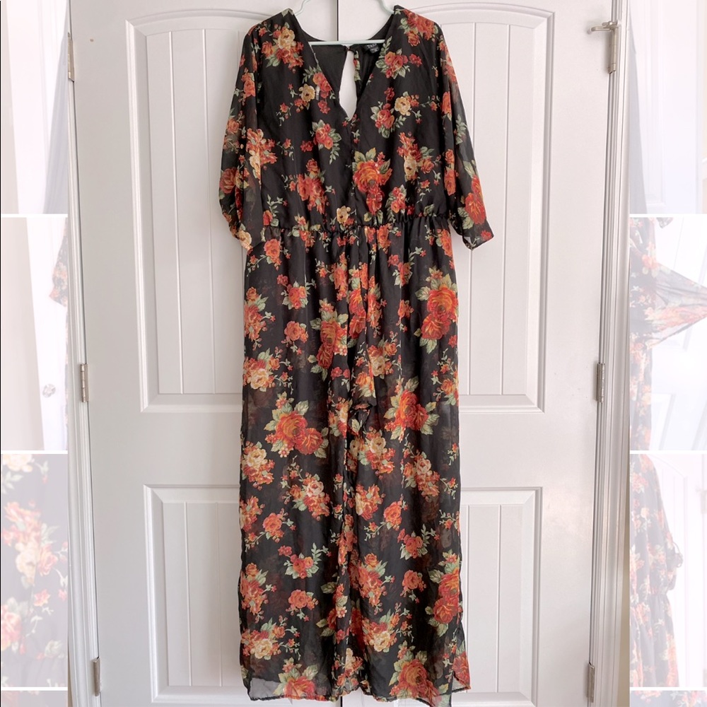 🖤🌺 BLACK FLORAL SPRING ROMPER 🌺🖤 NWOT ✨